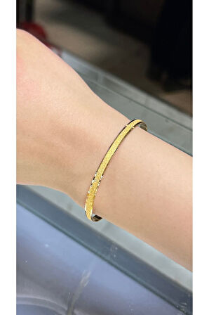 8 gr (GRAM) Yatırımlık Işçiliksiz Kalemli Simli Çöp Bilezik 22 Ayar Altın