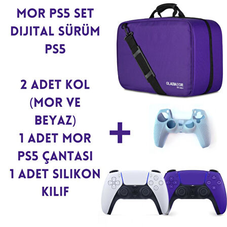 Playstation 5 Dijital Sürüm (Slim) + Mor Dualsense + Mor Çanta (Kılıf Hediyeli)