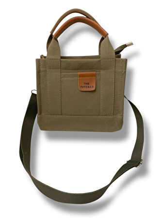 Kanvas Tote Bag Haki El ve Omuz Çantası