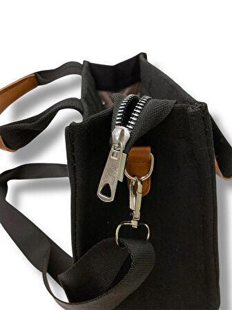  Kanvas Tote Bag Siyah El ve Omuz Çantası