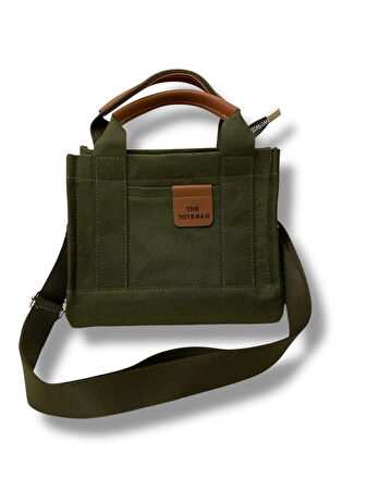 Kanvas Tote Bag Yeşil El ve Omuz Çantası