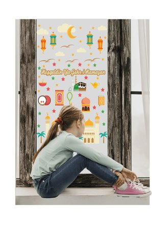 Ramazan Temalı Sticker Ramazan ayı Cam Duvar süsleri Dini sticker İslam Ramazan figürleri