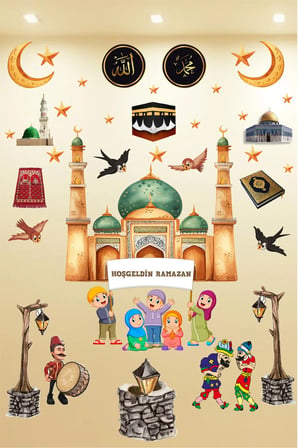 Hoşgeldin Ramazan Temalı Süper Sticker Paketi Ramazan Süsleri Ramazan Duvar Sticker