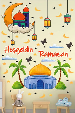 Ramazan Sticker Çocuk Odası Ramazan Süsü Hoşgeldin Ramazan Sticker Seti Yapışkanlı