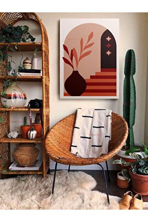 Soyut Dekoratif Vintange Retro Bohe Bohem Boho Art Vektorel Abstract Minimalist Canvas Kanvas Tablo
