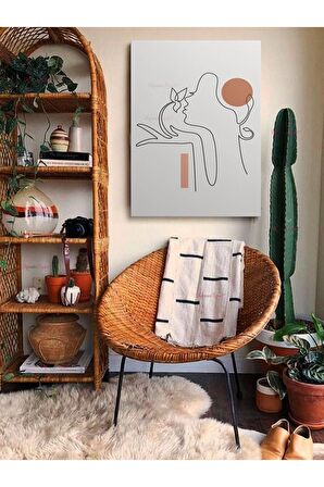 Soyut Dekoratif Vintange Retro Bohe Bohem Boho Art Vektorel Abstract Minimalist Canvas Kanvas Tablo