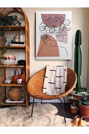 Soyut Dekoratif Vintange Retro Bohe Bohem Boho Art Vektorel Abstract Minimalist Canvas Kanvas Tablo