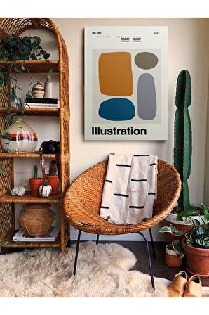 Soyut Dekoratif Vintange Retro Bohe Bohem Boho Art Vektorel Abstract Minimalist Canvas Kanvas Tablo