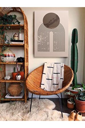 Soyut Dekoratif Vintange Retro Bohe Bohem Boho Art Vektorel Abstract Minimalist Canvas Kanvas Tablo