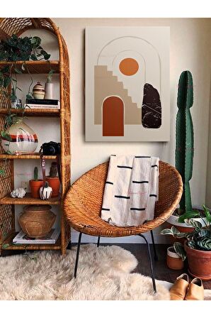 Soyut Dekoratif Vintange Retro Bohe Bohem Boho Art Vektorel Abstract Minimalist Canvas Kanvas Tablo
