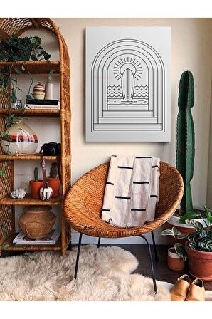 Soyut Dekoratif Vintange Retro Bohe Bohem Boho Art Vektorel Abstract Minimalist Canvas Kanvas Tablo