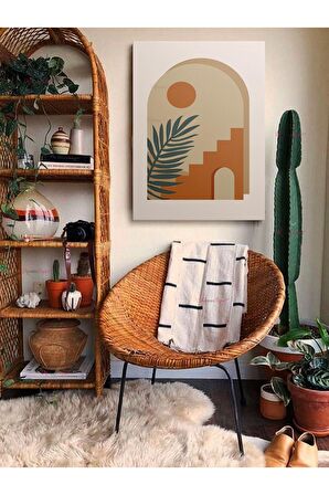 Soyut Dekoratif Vintange Retro Bohe Bohem Boho Art Vektorel Abstract Minimalist Canvas Kanvas Tablo