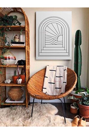 Soyut Dekoratif Vintange Retro Bohe Bohem Boho Art Vektorel Abstract Minimalist Canvas Kanvas Tablo