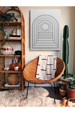 Soyut Dekoratif Vintange Retro Bohe Bohem Boho Art Vektorel Abstract Minimalist Canvas Kanvas Tablo