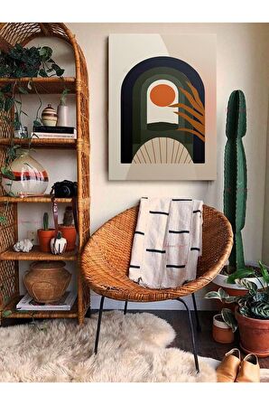 Soyut Dekoratif Vintange Retro Bohe Bohem Boho Art Vektorel Abstract Minimalist Canvas Kanvas Tablo