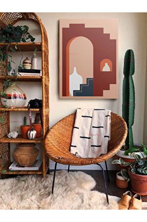 Soyut Dekoratif Vintange Retro Bohe Bohem Boho Art Vektorel Abstract Minimalist Canvas Kanvas Tablo