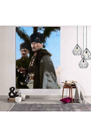 Atatürk Cephede Renkli Kanvas Kanvas Canvas Tablo