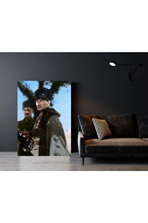Atatürk Cephede Renkli Kanvas Kanvas Canvas Tablo