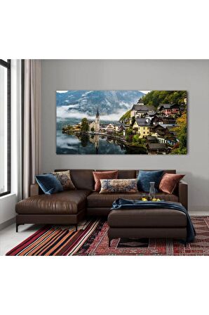 Avusturya Hallstatt Gölü Manzara Kanvas Kanvas Canvas Tablo
