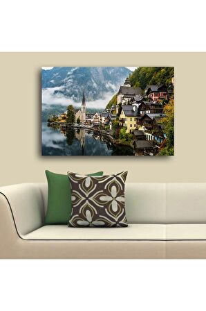 Avusturya Hallstatt Gölü Manzara Kanvas Kanvas Canvas Tablo