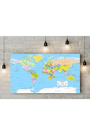 Siyasi Dünya Haritası Kanvas Kanvas Canvas Tablo