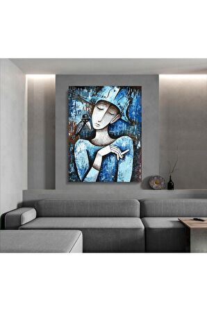 Sanatsal Kadın Ve Karga Kanvas Kanvas Canvas Tablo