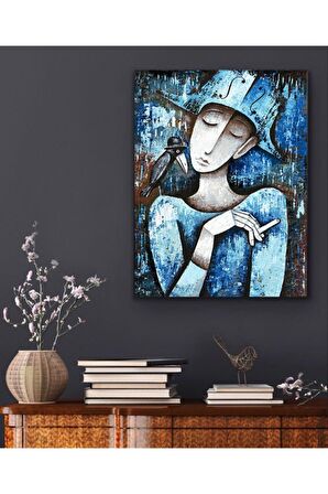Sanatsal Kadın Ve Karga Kanvas Kanvas Canvas Tablo