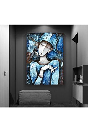 Sanatsal Kadın Ve Karga Kanvas Kanvas Canvas Tablo