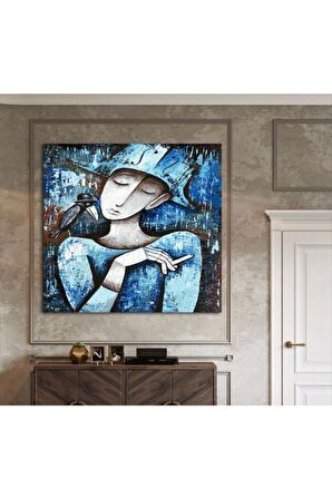 Sanatsal Kadın Ve Karga Kanvas Kanvas Canvas Tablo