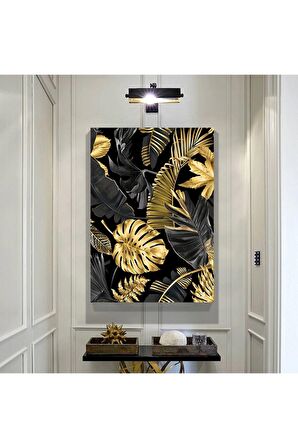 Siyah-altın Modern Yapraklar Kanvas Kanvas Canvas Tablo