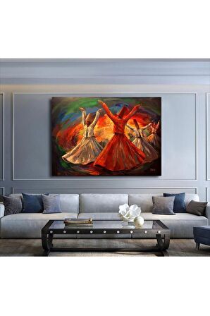 Yağlı Boya Görünümlü Semazenler Kanvas Kanvas Canvas Tablo