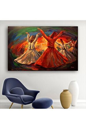 Yağlı Boya Görünümlü Semazenler Kanvas Kanvas Canvas Tablo
