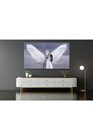 Beyaz At Ve Melek Kız Kanvas Kanvas Canvas Tablo
