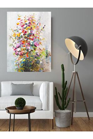 Yağlı Boya Görünümlü Dekoratif Çiçek Kanvas Kanvas Canvas Tablo
