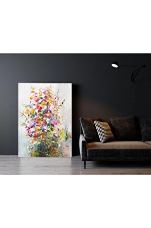 Yağlı Boya Görünümlü Dekoratif Çiçek Kanvas Kanvas Canvas Tablo