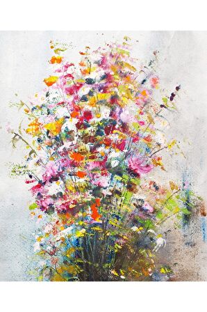 Yağlı Boya Görünümlü Dekoratif Çiçek Kanvas Kanvas Canvas Tablo