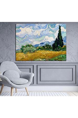 Van Gogh Selvi Ağaçlı Buğday Tarlası Kanvas Kanvas Canvas Tablo