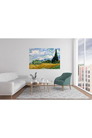 Van Gogh Selvi Ağaçlı Buğday Tarlası Kanvas Kanvas Canvas Tablo
