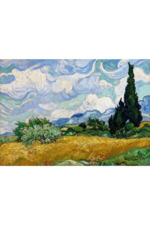 Van Gogh Selvi Ağaçlı Buğday Tarlası Kanvas Kanvas Canvas Tablo