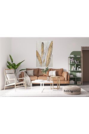 Kanvas Tablo Gold In Fur Gold Tüyler Dekoratif Moda Duvar Dekorasyon Tablo 70x100 Cm