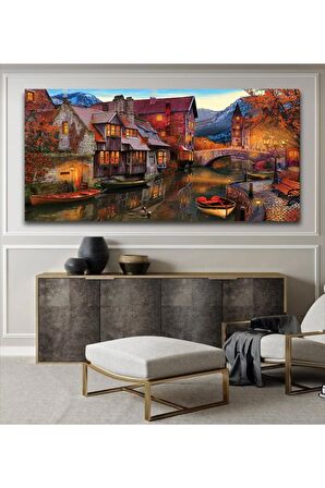 Göl Evleri Manzara Kanvas Kanvas Canvas Tablo