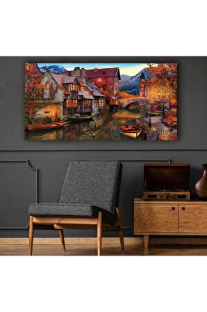 Göl Evleri Manzara Kanvas Kanvas Canvas Tablo
