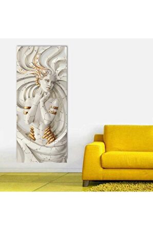 Medusa Beyaz Dik Kanvas Kanvas Canvas Tablo