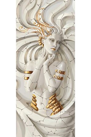 Medusa Beyaz Dik Kanvas Kanvas Canvas Tablo