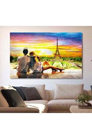 Eyfel Kulesi Gün Batımı Romantik Kanvas Kanvas Canvas Tablo