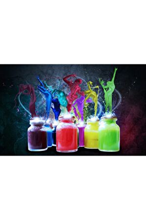 Renkli Kavanozlar Dans Eden Boyalar Kanvas Kanvas Canvas Tablo