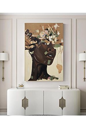 Afrika Soyut Kadın Kanvas Kanvas Canvas Tablo