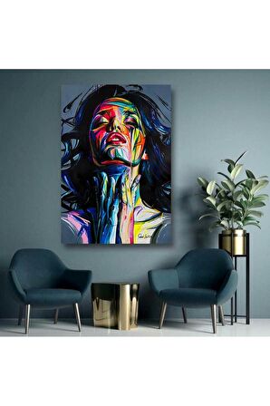 Renkli Dekoratif Kadın Kanvas Kanvas Canvas Tablo