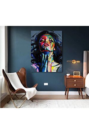Renkli Dekoratif Kadın Kanvas Kanvas Canvas Tablo