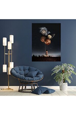 Gezegenler Kanvas Gülen Tablo